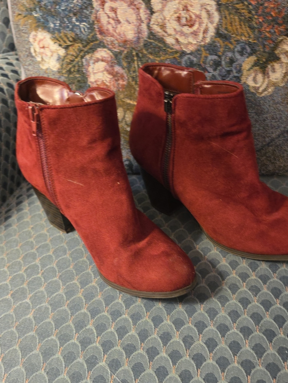 Style & Co. Burgundy Suede Ankle Booties